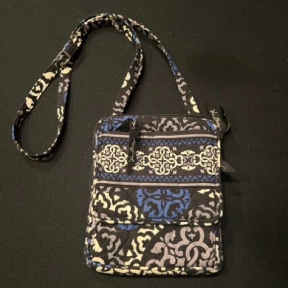 Vera Bradley Handbags - Vera Bradley Small Crossbody Blue Gray Black White